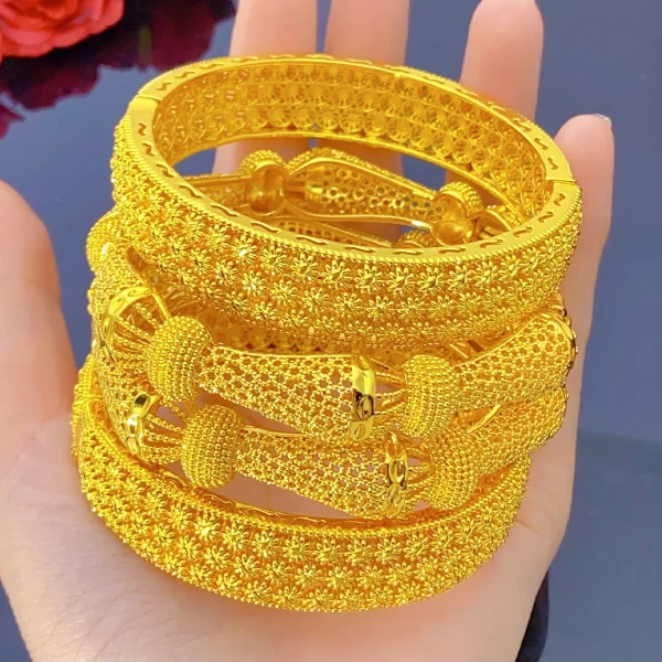 Xuhuang Dubai afrikanischen Luxus vergoldete Armreifen 24k Schmuck Engagement für Frauen Braut Hochzeit Armbänder Trend Schmuck Geschenke – Bild 4