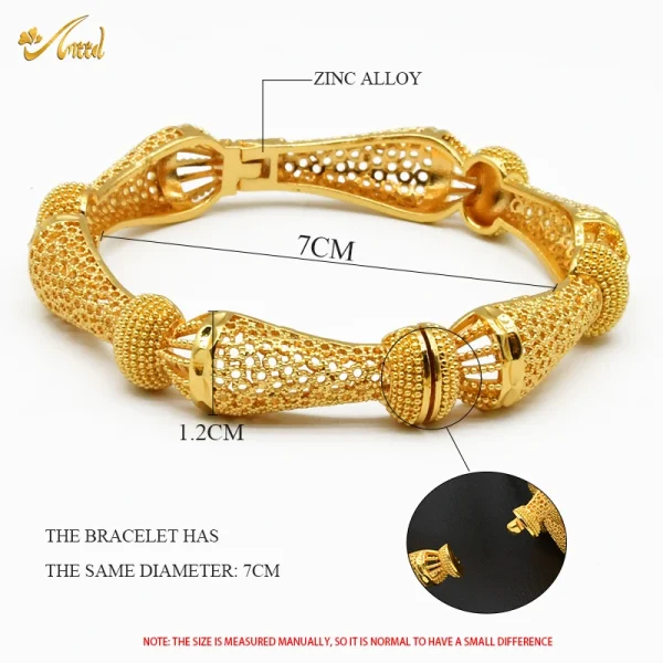 Xuhuang Dubai afrikanischen Luxus vergoldete Armreifen 24k Schmuck Engagement für Frauen Braut Hochzeit Armbänder Trend Schmuck Geschenke – Bild 6