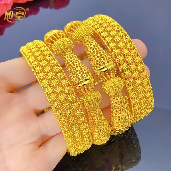 Xuhuang Dubai afrikanischen Luxus vergoldete Armreifen 24k Schmuck Engagement für Frauen Braut Hochzeit Armbänder Trend Schmuck Geschenke