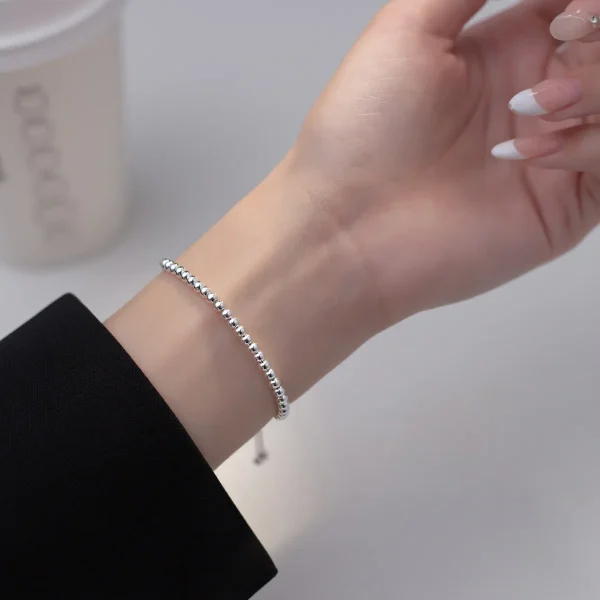 21cm Silber 925 Armband Bohnen minimalist ischen Klassiker Armband für Frauen 925 Silber verstellbares Armband Geschenk für Mädchen – Bild 2