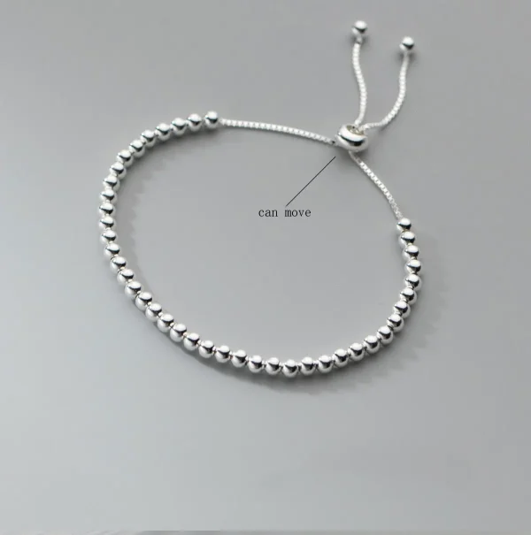 21cm Silber 925 Armband Bohnen minimalist ischen Klassiker Armband für Frauen 925 Silber verstellbares Armband Geschenk für Mädchen – Bild 4