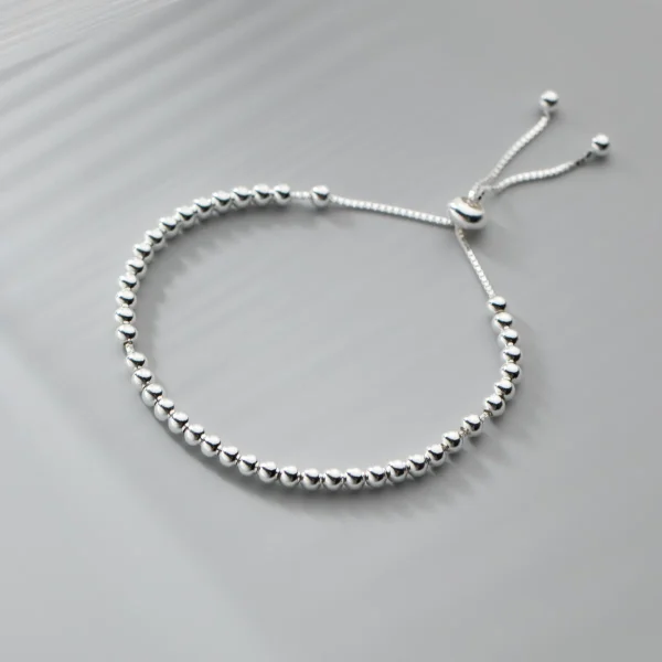 21cm Silber 925 Armband Bohnen minimalist ischen Klassiker Armband für Frauen 925 Silber verstellbares Armband Geschenk für Mädchen