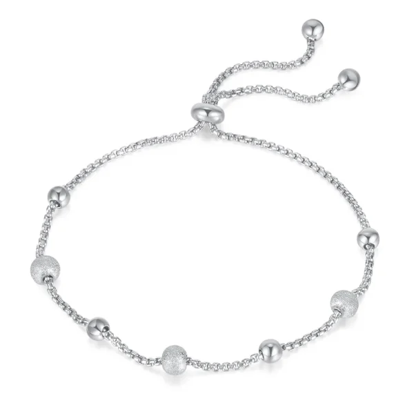 925 Sterling Silber Armband Kleine Gold Matt Perlen Push-pull Einstellbare Nette 18k Gold Armband Für Frauen Schmuck geschenke – Bild 5