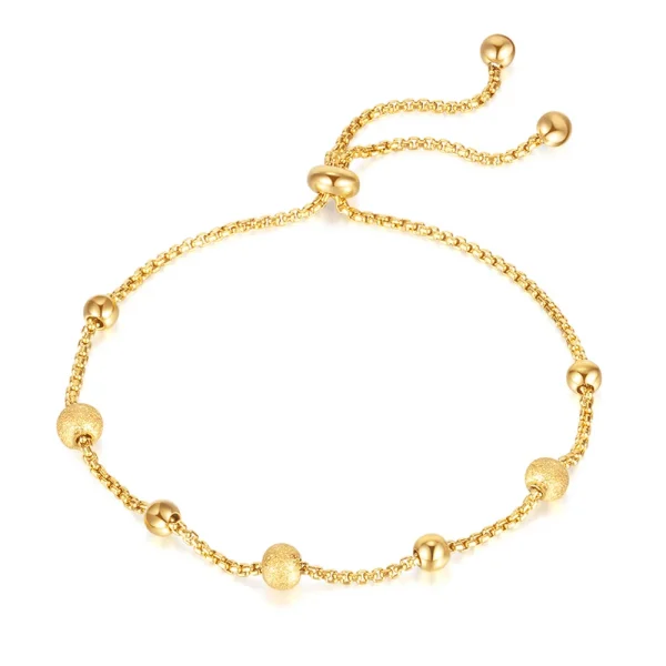 925 Sterling Silber Armband Kleine Gold Matt Perlen Push-pull Einstellbare Nette 18k Gold Armband Für Frauen Schmuck geschenke – Bild 6