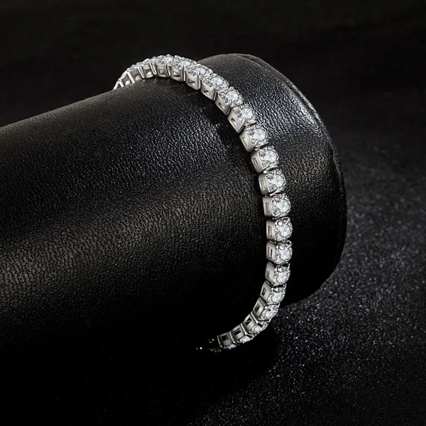 925 Sterling Silber Armband Zirkon Kette Armband Für Frauen Mode Einfache Engagement Hochzeit Glamour Schmuck 4MM 17,5 CM – Bild 2