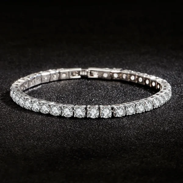 925 Sterling Silber Armband Zirkon Kette Armband Für Frauen Mode Einfache Engagement Hochzeit Glamour Schmuck 4MM 17,5 CM – Bild 3