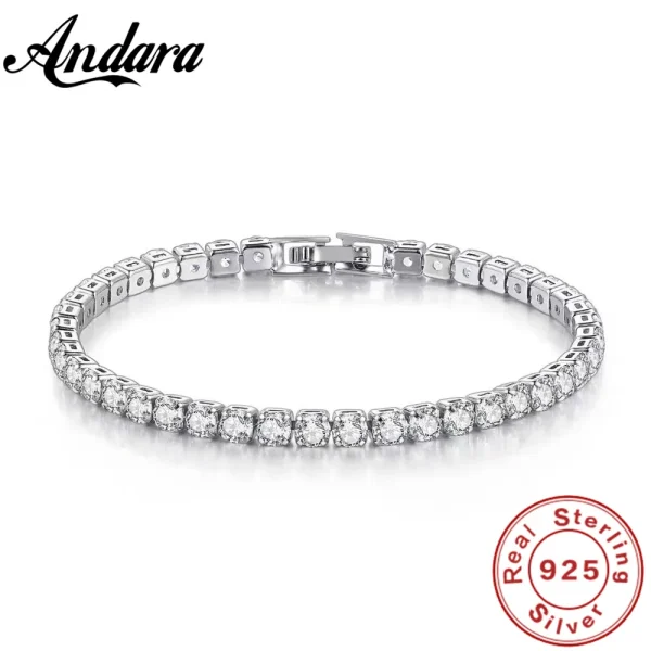 925 Sterling Silber Armband Zirkon Kette Armband Für Frauen Mode Einfache Engagement Hochzeit Glamour Schmuck 4MM 17,5 CM