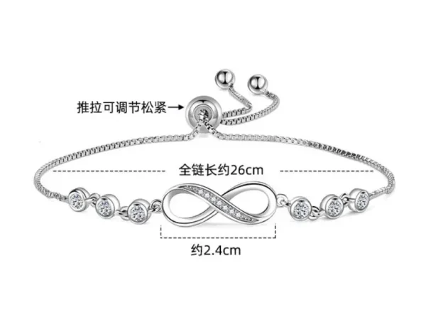 925 Sterling Silber Unendlichkeit Armbänder für Frauen Einstellbare Freundschaft Glanz CZ Armbänder & Armreifen Hochzeit Geschenk – Bild 5