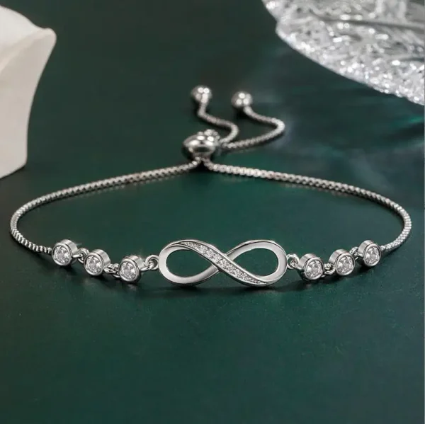 925 Sterling Silber Unendlichkeit Armbänder für Frauen Einstellbare Freundschaft Glanz CZ Armbänder & Armreifen Hochzeit Geschenk