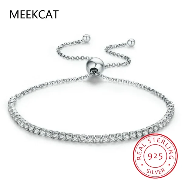 925 Sterling Silber verstellbare Tennis Armbänder für Frauen Party Accessoires trend ige elegante funkelnde Zirkon Braut Schmuck Geschenke – Bild 2