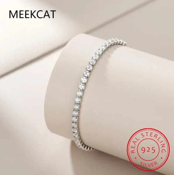 925 Sterling Silber verstellbare Tennis Armbänder für Frauen Party Accessoires trend ige elegante funkelnde Zirkon Braut Schmuck Geschenke – Bild 3