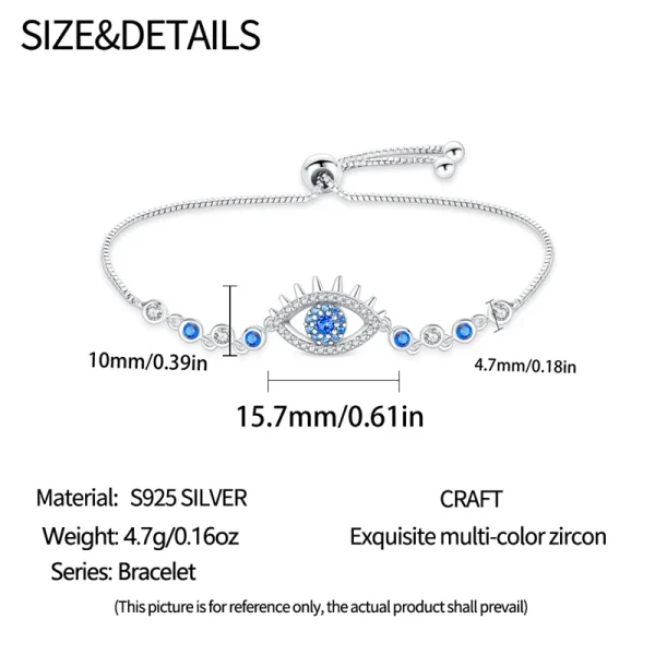 Neue Sterling Silber blau Reise Magic Eye verstellbare Armband Damen Boutique Schmuck Accessoires – Bild 3