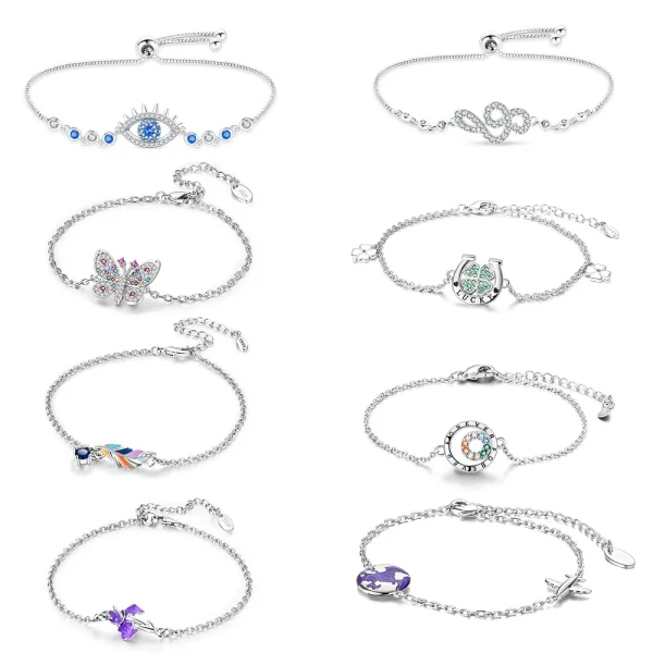 Neue Sterling Silber blau Reise Magic Eye verstellbare Armband Damen Boutique Schmuck Accessoires