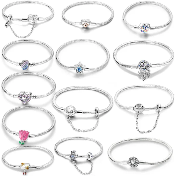 Original Herz Shell Schmetterling Fußabdruck Armband 925 Sterling Silber Fit Marke Me Charm Perlen Mode Frauen Armband Schmuck – Bild 2