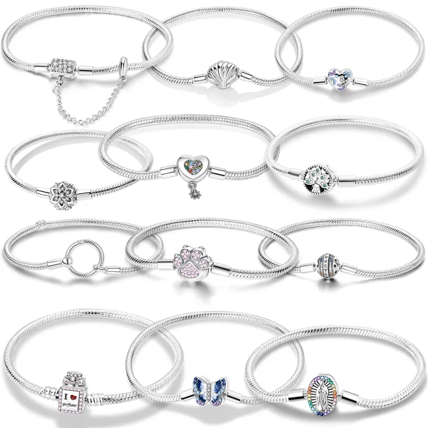 Original Herz Shell Schmetterling Fußabdruck Armband 925 Sterling Silber Fit Marke Me Charm Perlen Mode Frauen Armband Schmuck – Bild 3