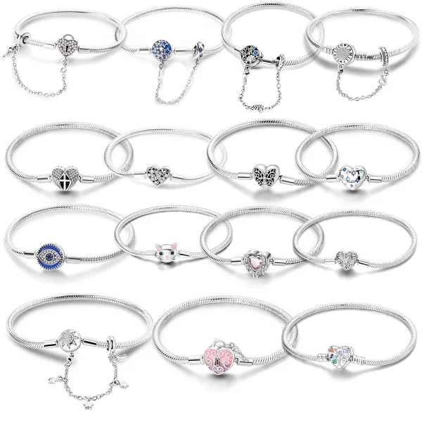 Original Herz Shell Schmetterling Fußabdruck Armband 925 Sterling Silber Fit Marke Me Charm Perlen Mode Frauen Armband Schmuck – Bild 4