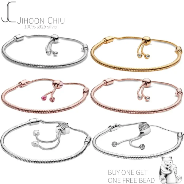 Original-Pan charme kette Schlange armband 100% 925 silber Passen armband für frauen mode klassische hohe qualität DIY schmuck