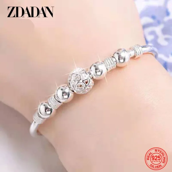 ZDADAN 925 Sterling Silber Glocke Einstellbare Armband Armreif Für Frauen Mode Schmuck – Bild 2