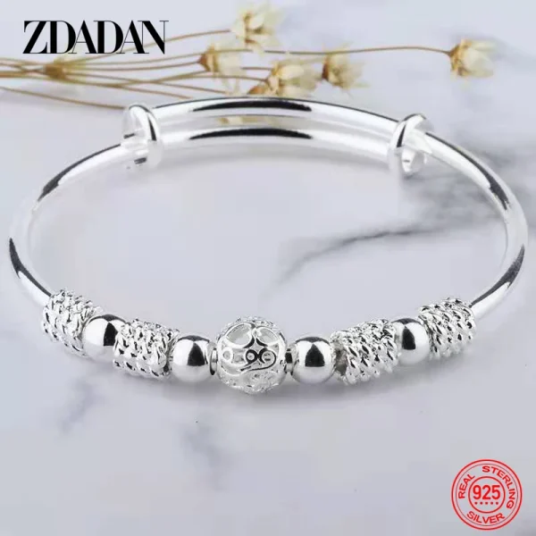 ZDADAN 925 Sterling Silber Glocke Einstellbare Armband Armreif Für Frauen Mode Schmuck – Bild 3
