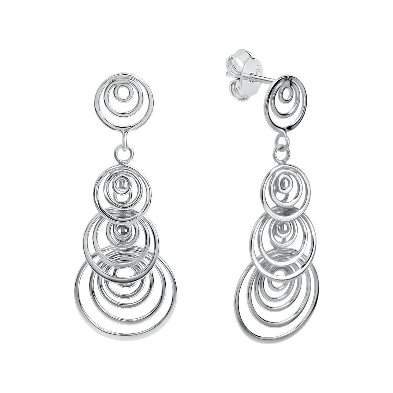 Echtschmuck Ohrstecker Damen 925 Silber rhodiniert 3,6cm, 1 Paar