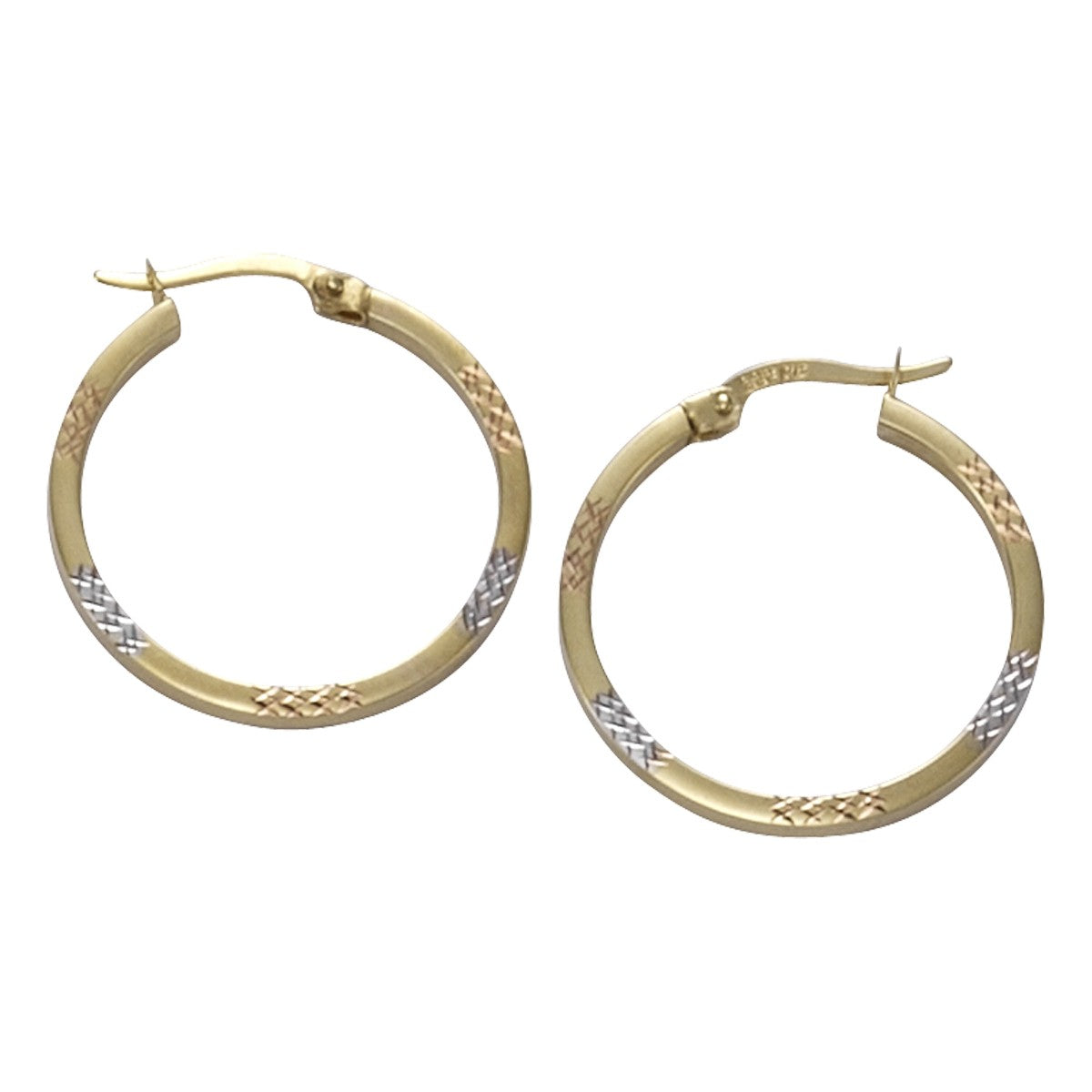 Echtschmuck Creolen Ohrringe Damen 333 Gelbgold 3-farbig 2,1cm, 1 Paar