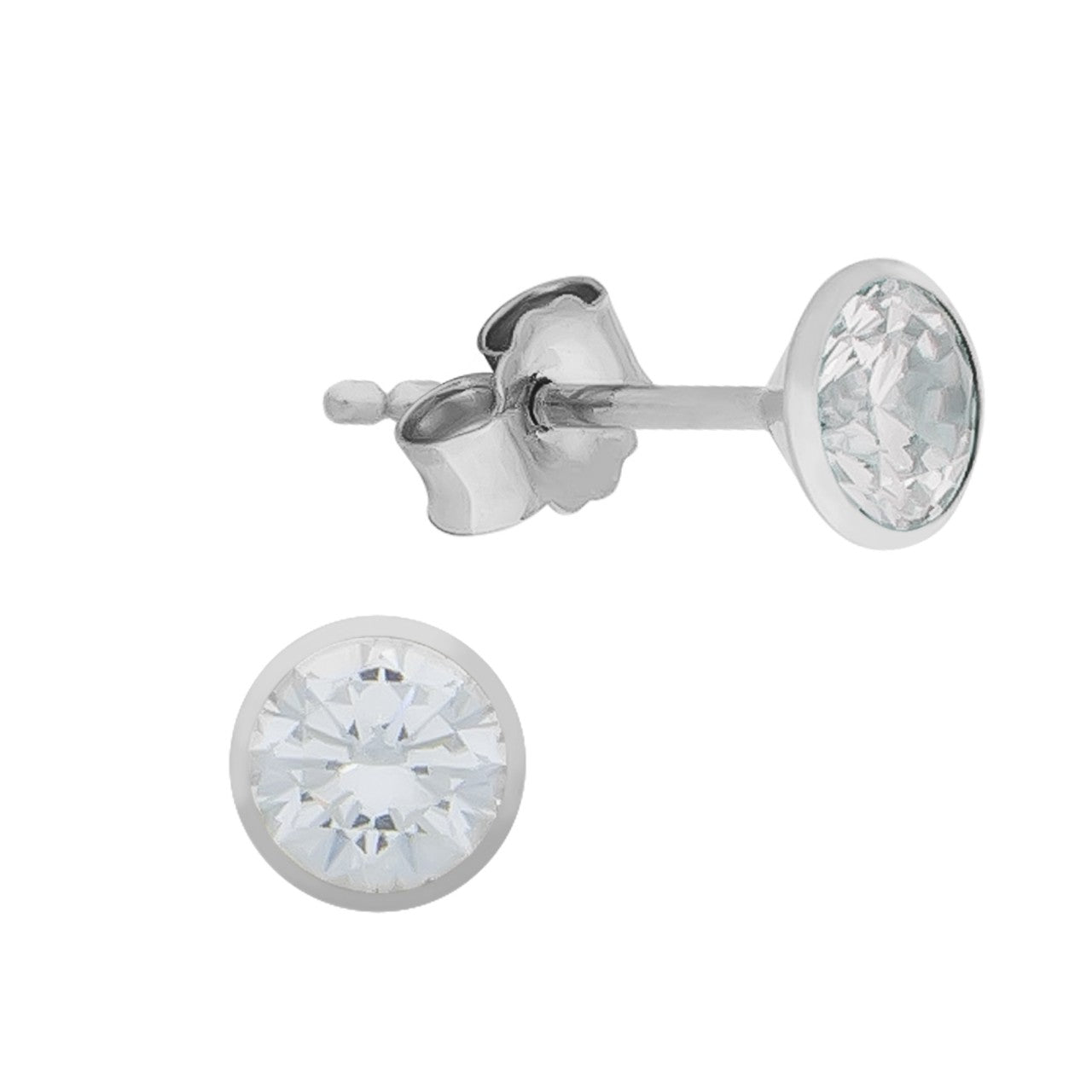 Echtschmuck Ohrstecker Damen 375 Weißgold Zirkonia 0,5cm, 1 Paar