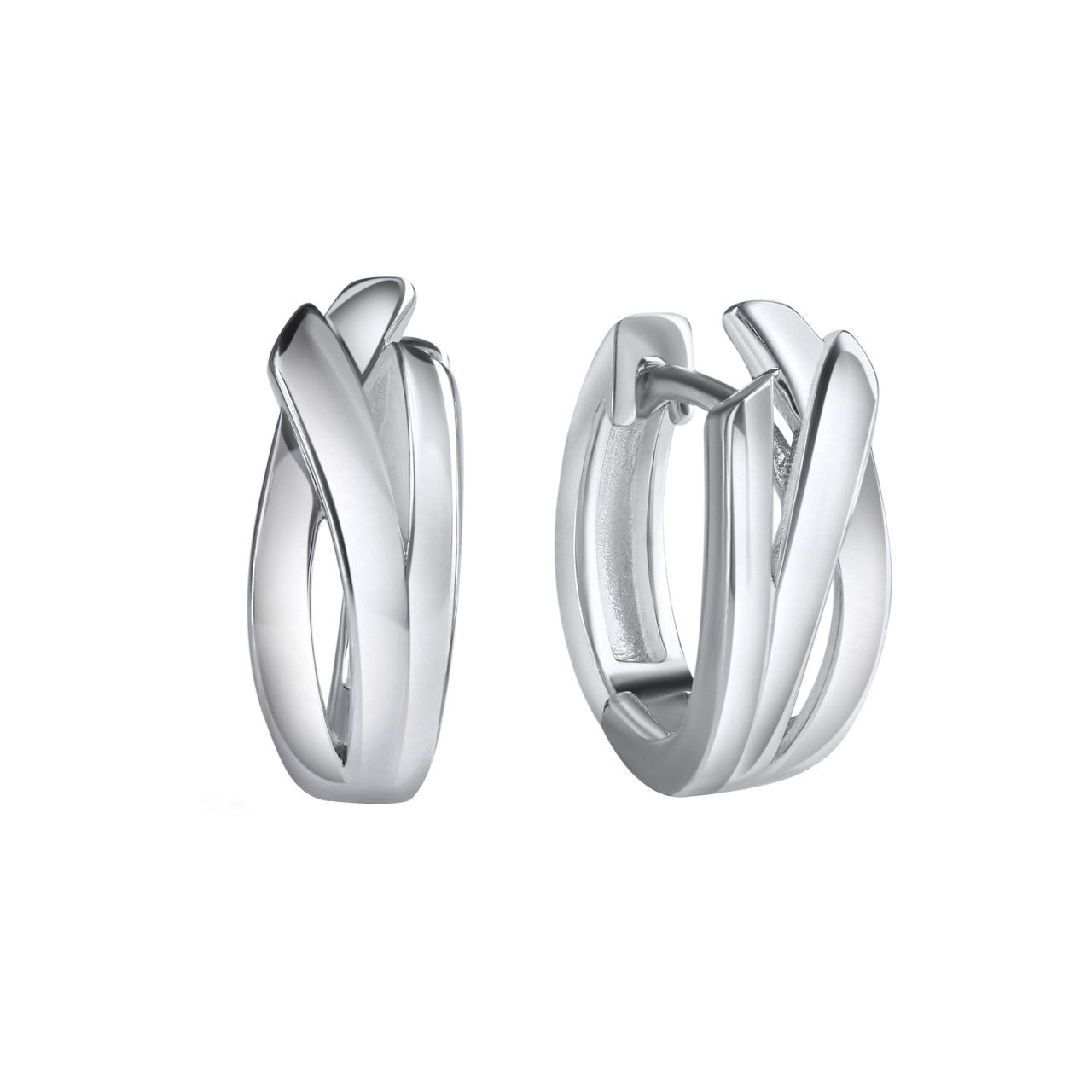 Echtschmuck Klappcreolen Ohrringe Damen 925-Sterling Silber rhodiniert, 1 Paar
