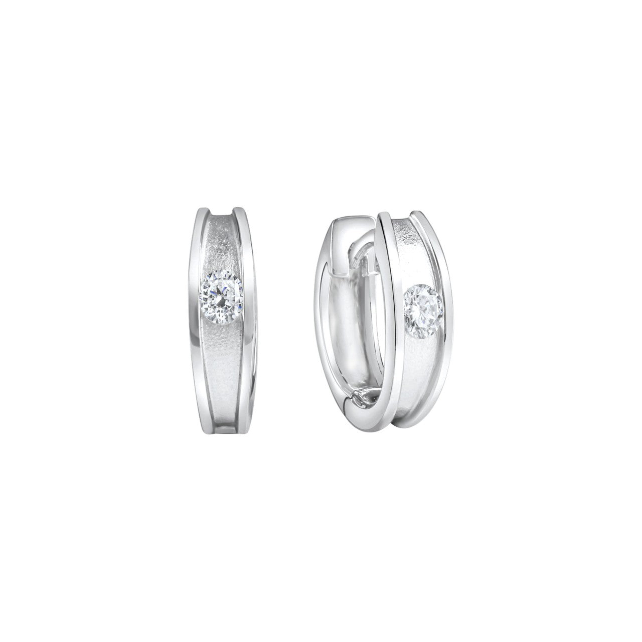 Echtschmuck Klappcreolen Ohrringe Damen 925-Sterling Silber rhodiniert, 1 Paar