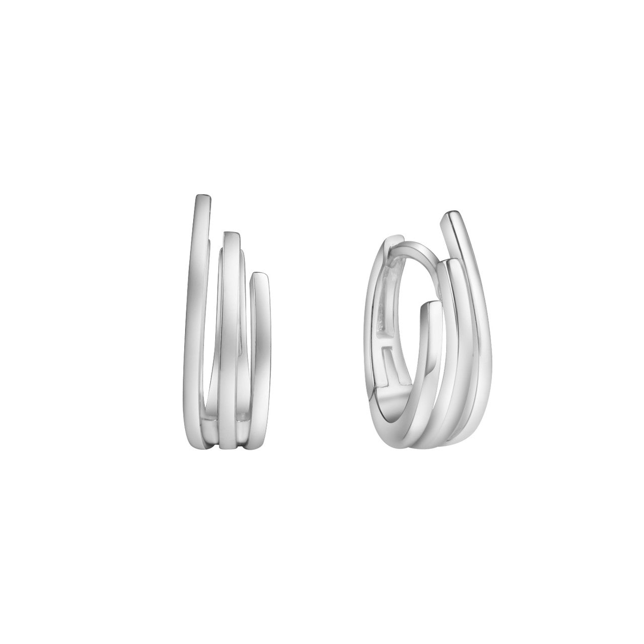 Echtschmuck Klappcreolen Ohrringe Damen 925-Sterling Silber rhodiniert, 1 Paar