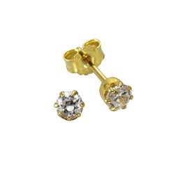 Echtschmuck Ohrstecker Damen 585er Gelbgold Zirkonia, 1 Paar