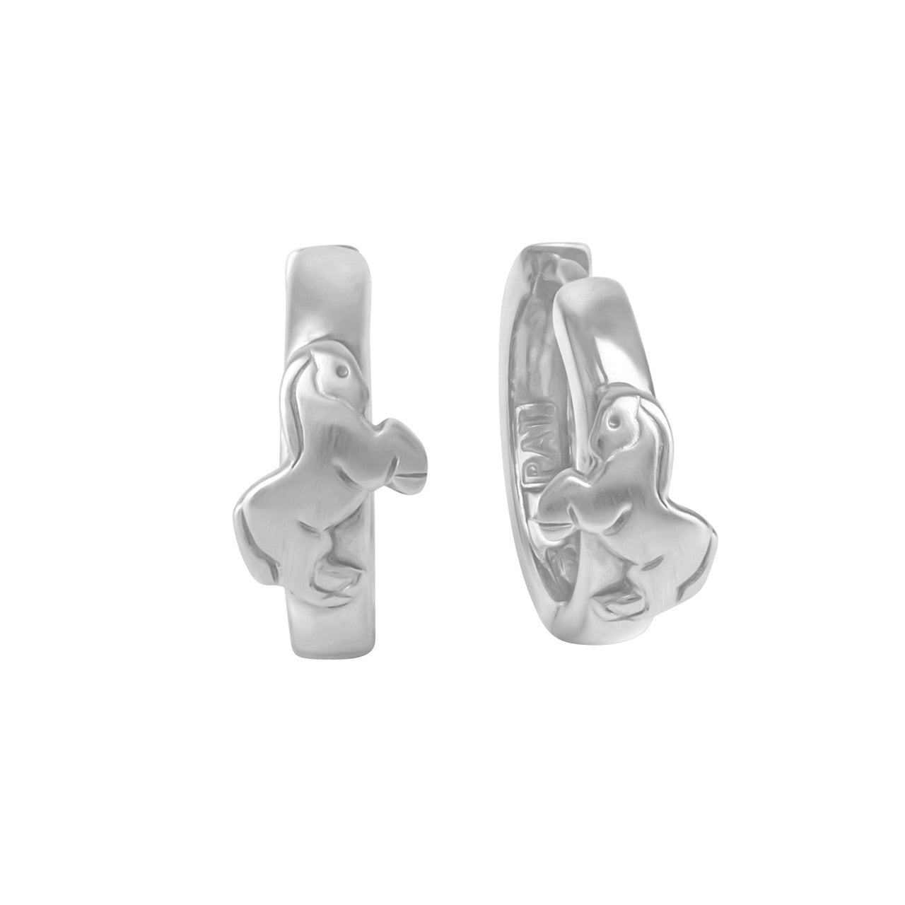 Echtschmuck Klappcreolen Ohrringe Kinder 925er Sterling Silber mit Pferd 1,4cm, 1 Paar