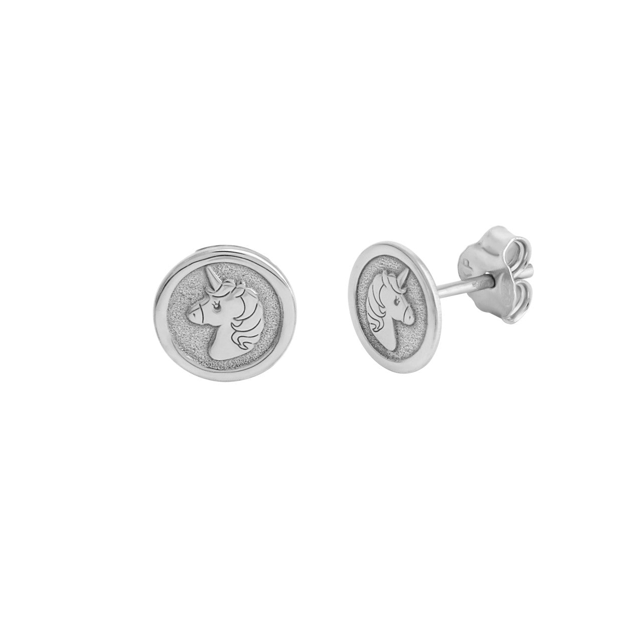 Echtschmuck Ohrstecker Kinder 925er Sterling Silber rhodiniert Einhorn, 1 Paar