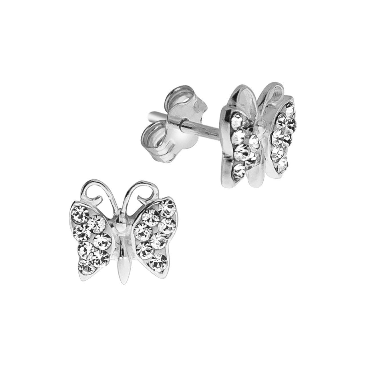 Echtschmuck Ohrstecker Kinder 925er Sterling Silber mit Kristall 0,7cm, 1 Paar