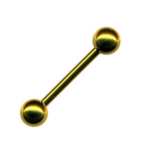 Barbell Piercing Hantel mit Kugeln im Gold-Style