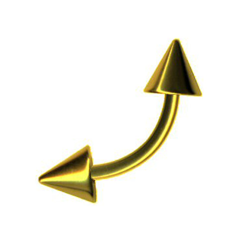 Gebogene Piercing Hantel Barbell mit Spitzen Gold-Style