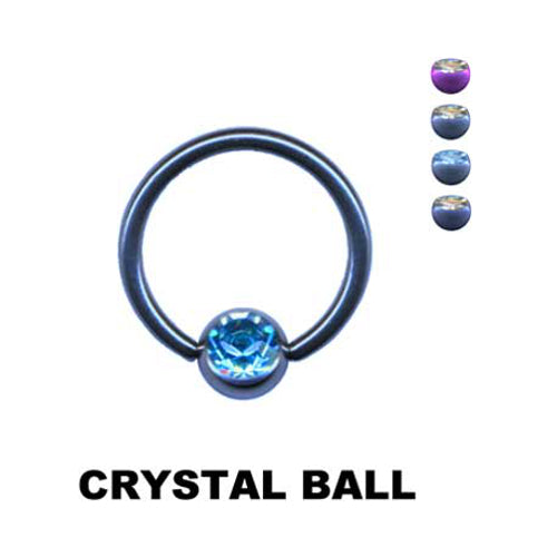 Ball Closure Piercing Klemmring C316L mit Titan PVD und Strass Stein Beschichtung