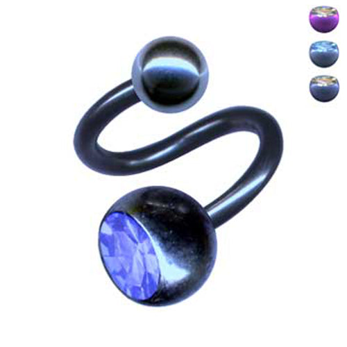 Twister Spirale Lippenpiercing Augenbrauenpiercing Titan PVD Strass