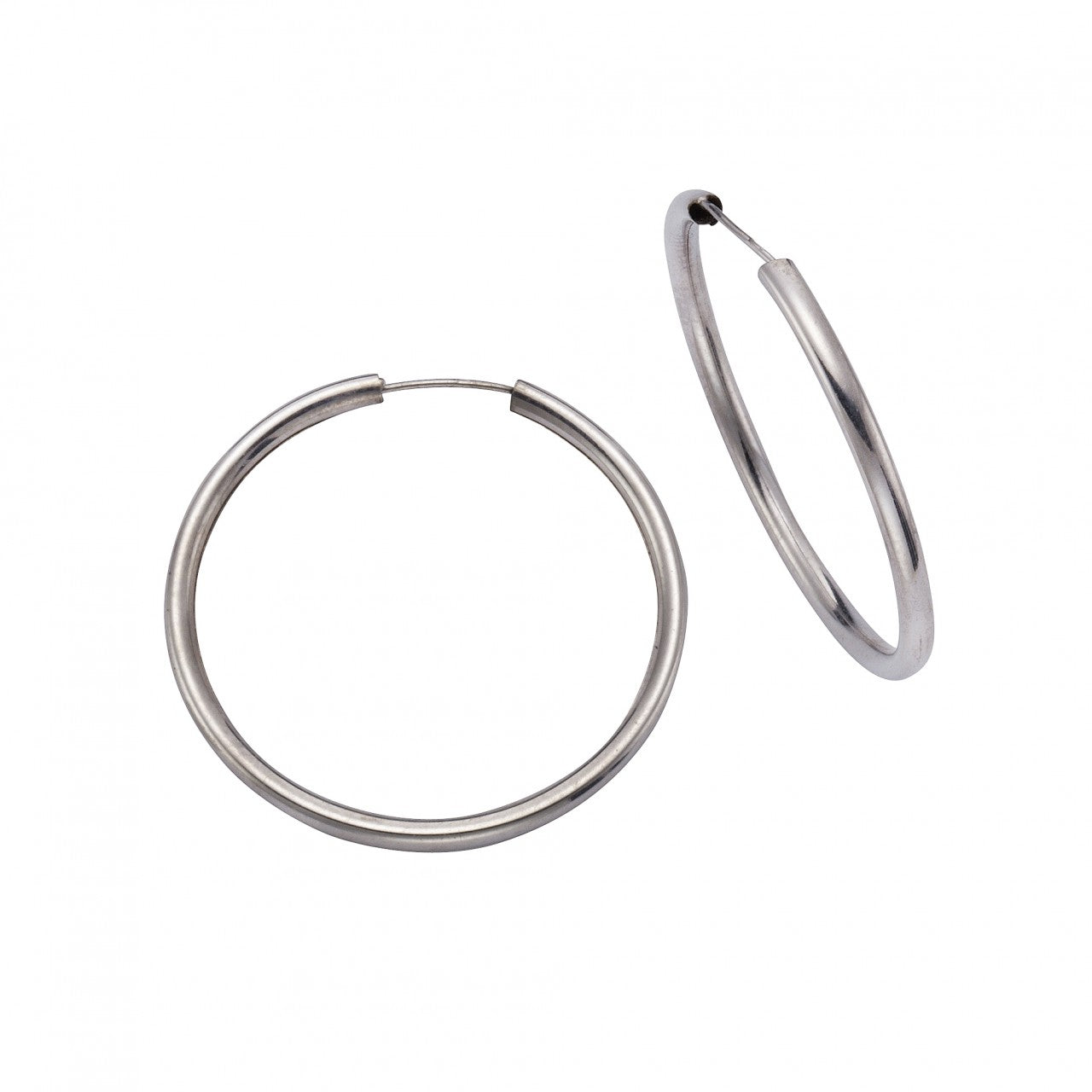 Echtschmuck Creolen Ohrringe Damen 925 Silber rhodiniert 3,0cm 3,0cm, 1 Paar