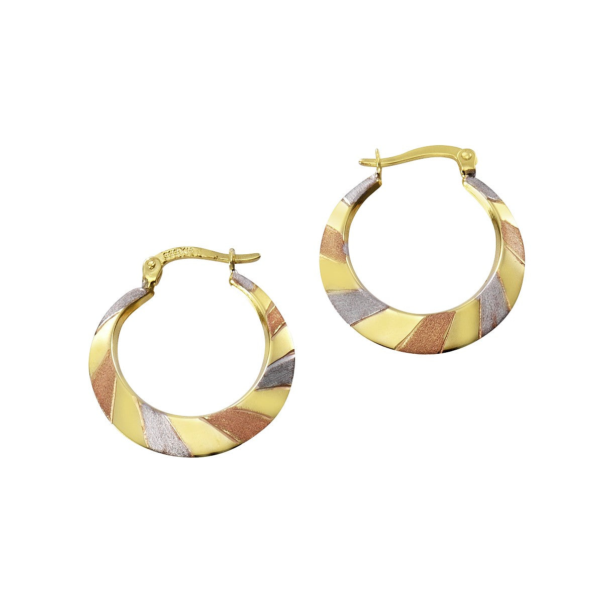 Echtschmuck Creolen Ohrringe Damen 333 Gold mehrfarbig 21mm 2,5cm, 1 Paar