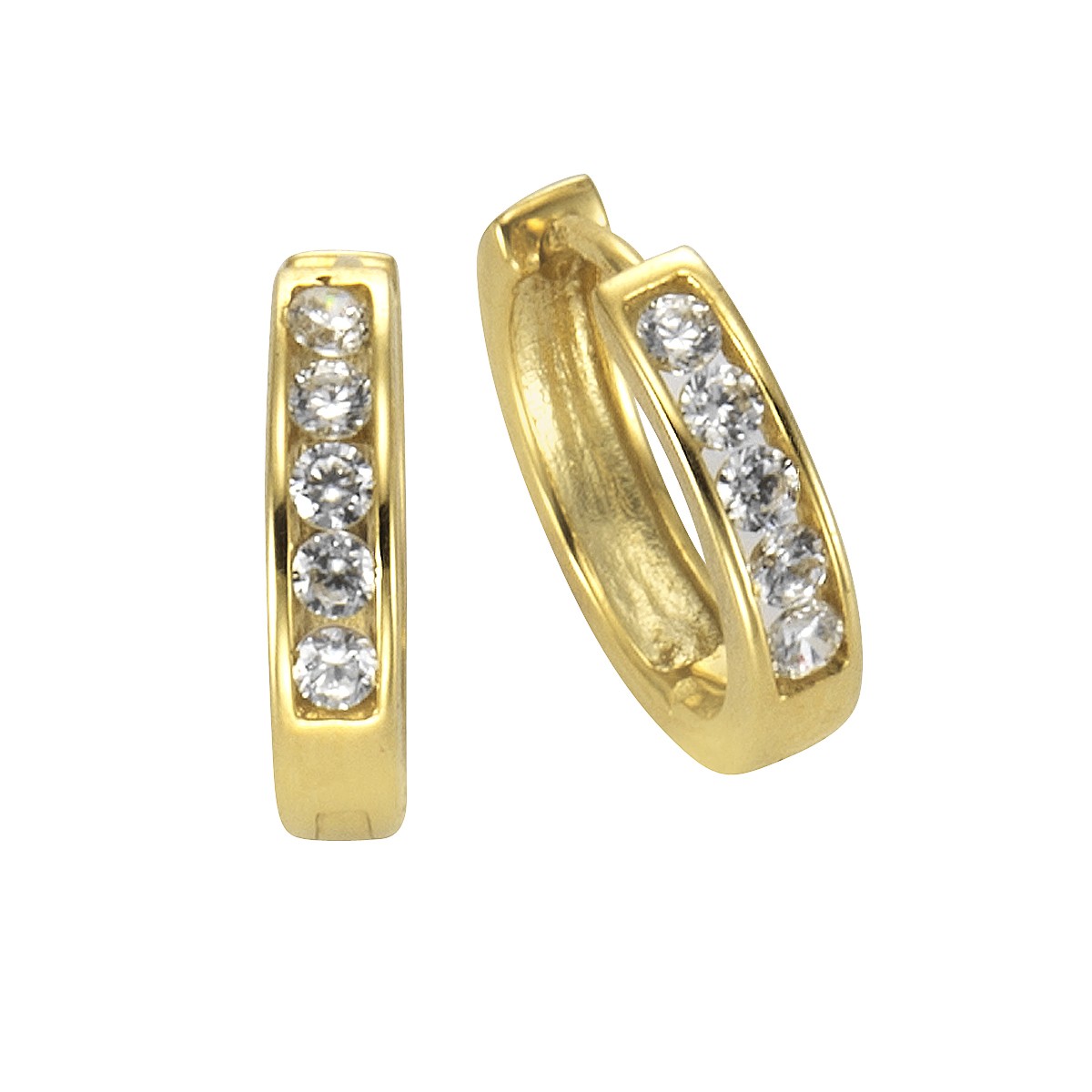 Echtschmuck Creole Ohrringe Damen 333 Gold Zirkonia weiß 1,4cm, 1 Paar