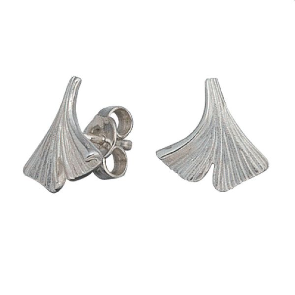 Ohrstecker Ginko Ginkgo 925 Sterling Silber mattiert Ohrringe Silberohrstecker CJ