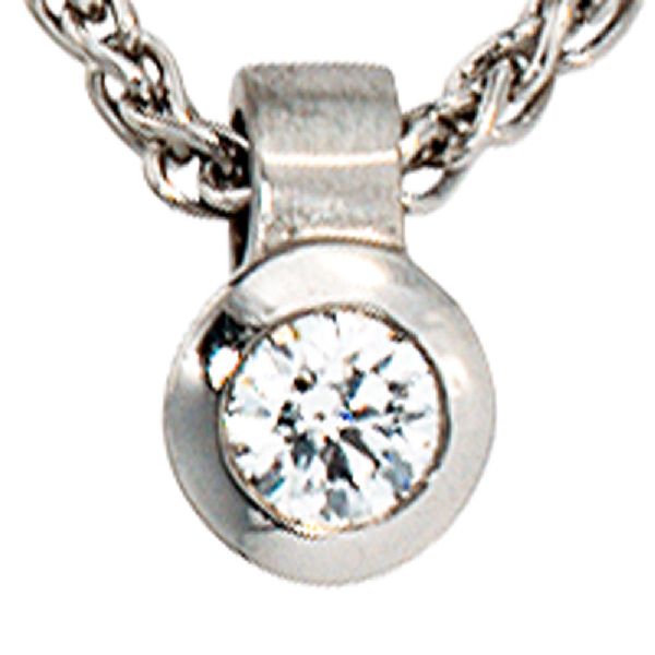 Anhänger rund 950 Platin matt 1 Diamant Brillant 0,12ct. Platinanhänger CJ