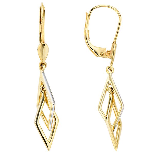 Ohrhänger 333 Gold Gelbgold bicolor Ohrringe Boutons Goldohrringe CJ
