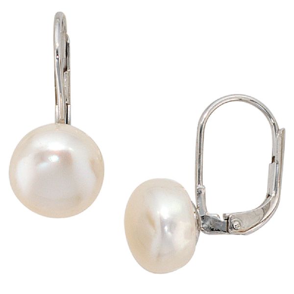 Boutons 925 Sterling Silber 2 Süßwasser Perlen Ohrringe Ohrhänger Perlenohrringe CJ