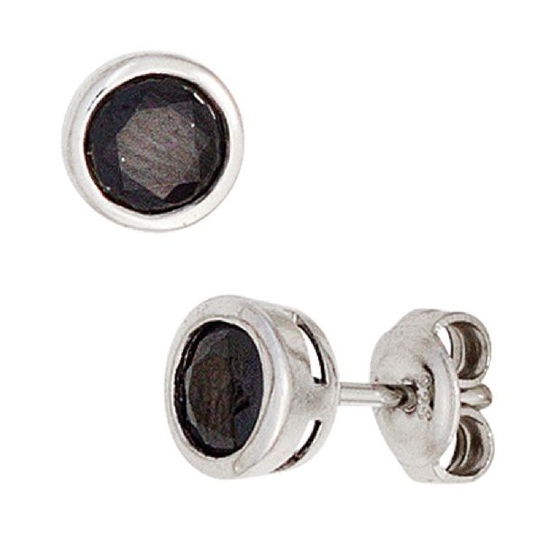 Ohrstecker rund 925 Sterling Silber rhodiniert 2 Zirkonia Ohrringe CJ