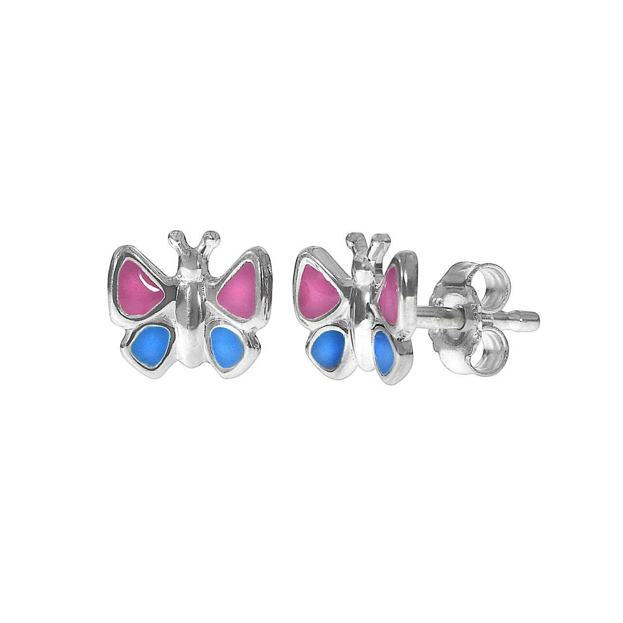 Echtschmuck Ohrstecker Kinder 925er Sterling Silber Schmetterling 0,7cm, 1 Paar