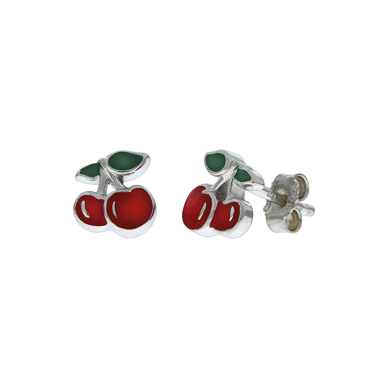 Echtschmuck Ohrstecker Kinder 925er Sterling Silber Kirschen 0,7cm, 1 Paar