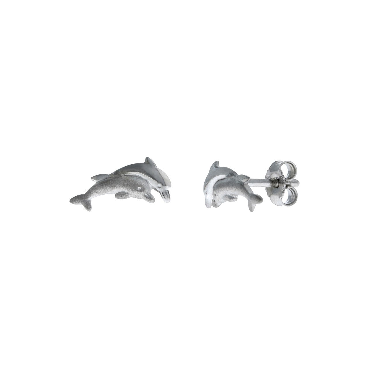 Echtschmuck Ohrstecker Kinder 925er Sterling Silber Delfine 1,1cm, 1 Paar