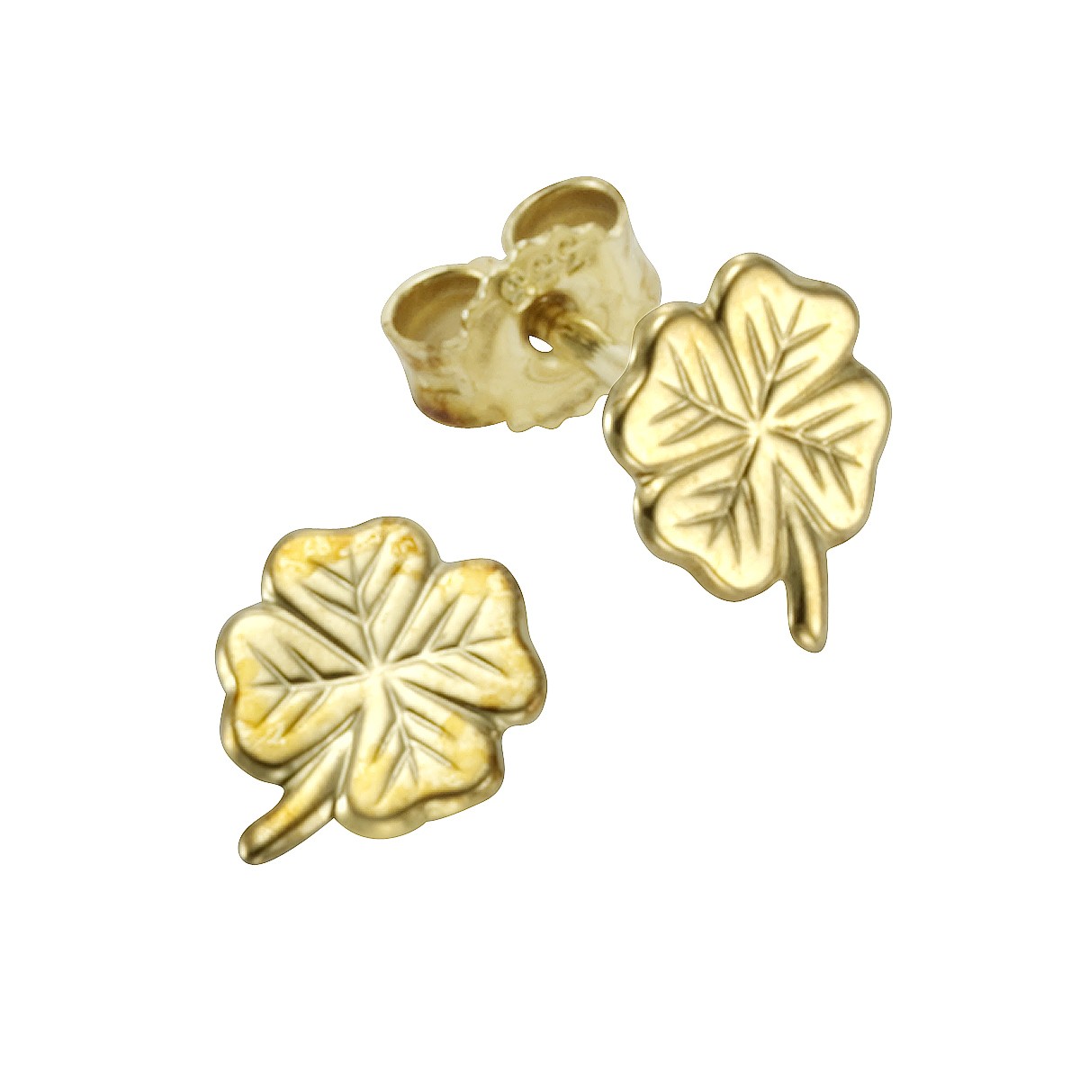 Echtschmuck Ohrstecker Kinder 333 Gold Motiv Kleeblatt 0,8cm, 1 Paar