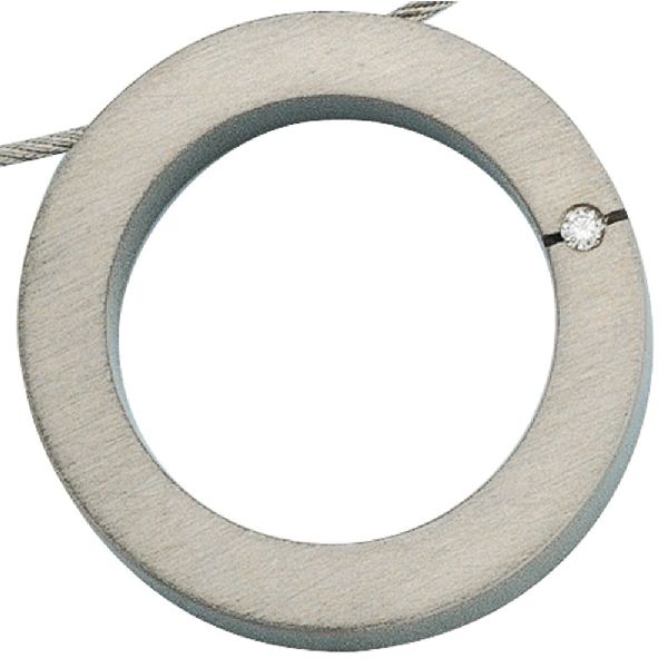 Anhänger rund Titan matt 1 Diamant Brillant 0,03ct. CJ